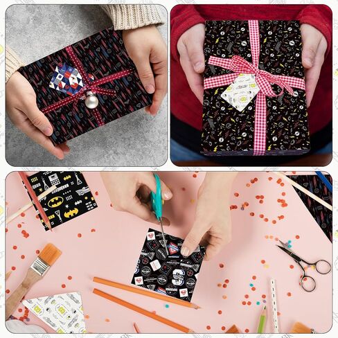 Charon Cute Hero Birthday Wrapping Paper 6 Style Mutil Color Festival Art Scrapbook Paper for Men Women Kids Birthday Wedding Baby Shower Graduation Anniversaries, 20 X 28 Inch (6 Sheet) in Kuwait