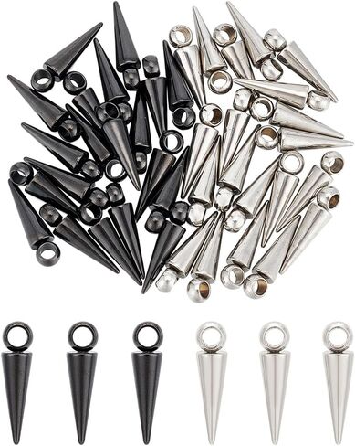 UNICRAFTALE 2 Colors 40Pcs Spike Charm Metal Titanium Steel Tibetan Style Cone Pendants Drop Dangle Earring Charm for Earring Bracelets DIY Jewelry Making 19.5mm Long in Saudi Arabia
