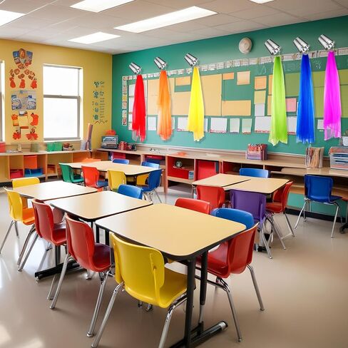 Zonon 6 Sets Rainbow Classroom Decor Art Paint Party Decoration Rainbow Sheer Curtains for Classroom Windows Birthday Party Favors First Day of School Bedroom Decor(Multicolor) in Saudi Arabia