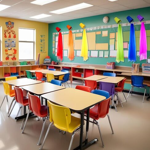 Zonon 6 Sets Rainbow Classroom Decor Art Paint Party Decoration Rainbow Sheer Curtains for Classroom Windows Birthday Party Favors First Day of School Bedroom Decor(Multicolor) in Kuwait
