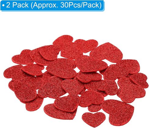PATIKIL Foam Stickers, 60Pcs EVA Self Adhesive Glitters Foam Shape Sticker Craft Supplies for Scrapbook Card DIY Making Home Decor, Red Heart in Saudi Arabia