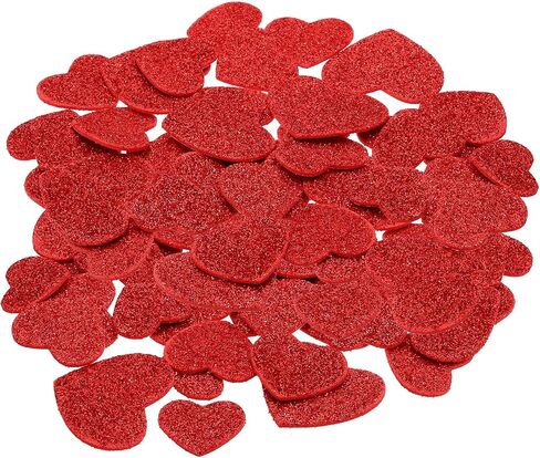 PATIKIL Foam Stickers, 60Pcs EVA Self Adhesive Glitters Foam Shape Sticker Craft Supplies for Scrapbook Card DIY Making Home Decor, Red Heart in Saudi Arabia