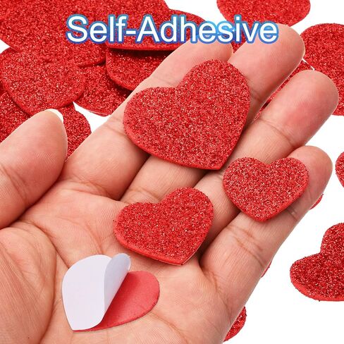 PATIKIL Foam Stickers, 60Pcs EVA Self Adhesive Glitters Foam Shape Sticker Craft Supplies for Scrapbook Card DIY Making Home Decor, Red Heart in Saudi Arabia