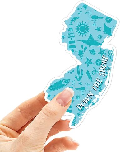 Blue Down the Shore NJ Sticker, New Jersey State Decals, Cute Jersey Shore Stickers for Hydroflask, New Jersey Quotes, NJ Beaches Vinyl Decals for Laptop in Saudi Arabia