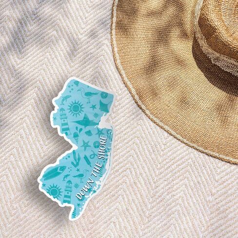 Blue Down the Shore NJ Sticker, New Jersey State Decals, Cute Jersey Shore Stickers for Hydroflask, New Jersey Quotes, NJ Beaches Vinyl Decals for Laptop in Saudi Arabia