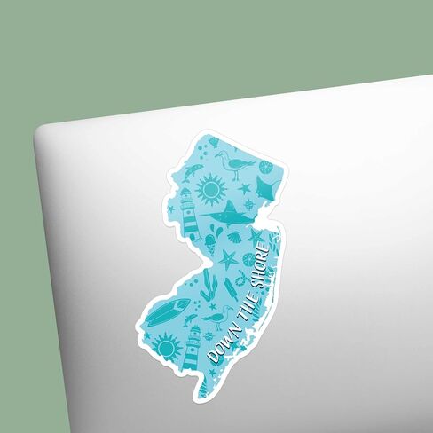 Blue Down the Shore NJ Sticker, New Jersey State Decals, Cute Jersey Shore Stickers for Hydroflask, New Jersey Quotes, NJ Beaches Vinyl Decals for Laptop in Saudi Arabia