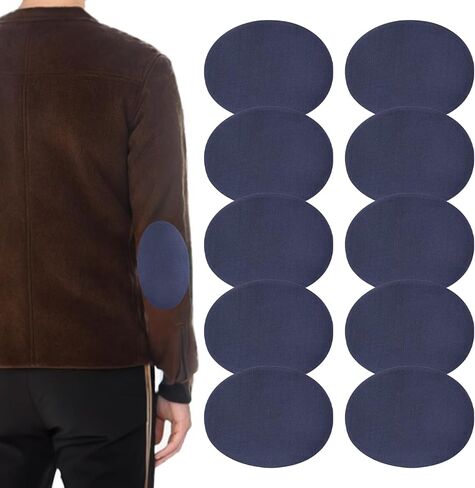 10 Pcs Elbow Patches for Jackets Sweaters, Suede Fabric Patch Oval Shaped Navy Blue Iron on Patches for Clothes to Repair Shirt Jeans Jacket (4.3×5.5 Inch) in Kuwait
