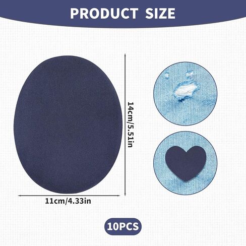 10 Pcs Elbow Patches for Jackets Sweaters, Suede Fabric Patch Oval Shaped Navy Blue Iron on Patches for Clothes to Repair Shirt Jeans Jacket (4.3×5.5 Inch) in Kuwait