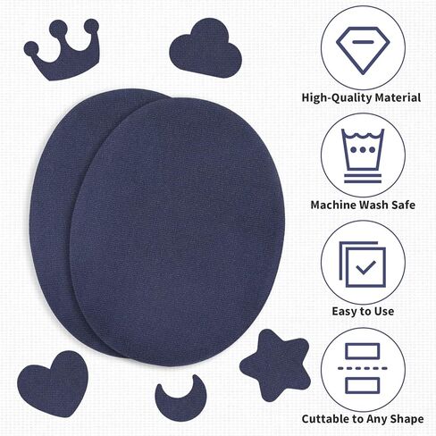 10 Pcs Elbow Patches for Jackets Sweaters, Suede Fabric Patch Oval Shaped Navy Blue Iron on Patches for Clothes to Repair Shirt Jeans Jacket (4.3×5.5 Inch) in Kuwait
