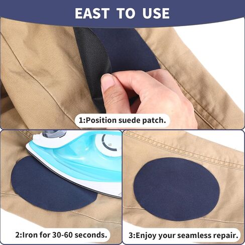 10 Pcs Elbow Patches for Jackets Sweaters, Suede Fabric Patch Oval Shaped Navy Blue Iron on Patches for Clothes to Repair Shirt Jeans Jacket (4.3×5.5 Inch) in Kuwait