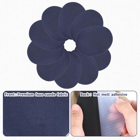 10 Pcs Elbow Patches for Jackets Sweaters, Suede Fabric Patch Oval Shaped Navy Blue Iron on Patches for Clothes to Repair Shirt Jeans Jacket (4.3×5.5 Inch) in Kuwait