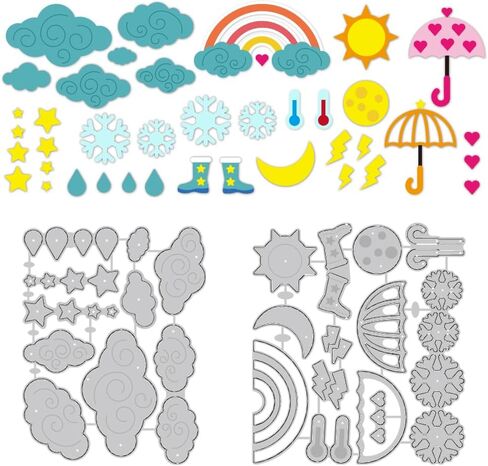 Weather Cutting Dies Sun Cloud Umbrella Card Making Die Stencil Carbon Steel Die Cuts Scrapbooking Embossing Template for Greeting Cards Craft Album Letter Party Invitation Envelope Decor in Saudi Arabia