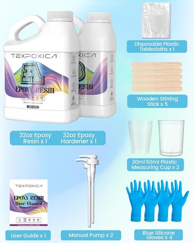 راتنجات الايبوكسي 1Gallon Kit ، واضحة تمامًا ، وتسوية ذاتية ، وخالية من الفقاعات ، ومزيج سهل الصفراء 1: 1 ، مناسبة للفنون الفنية ، والخشب والعفن ، ومشاريع المجوهرات ، وهدايا DIY in Kuwait