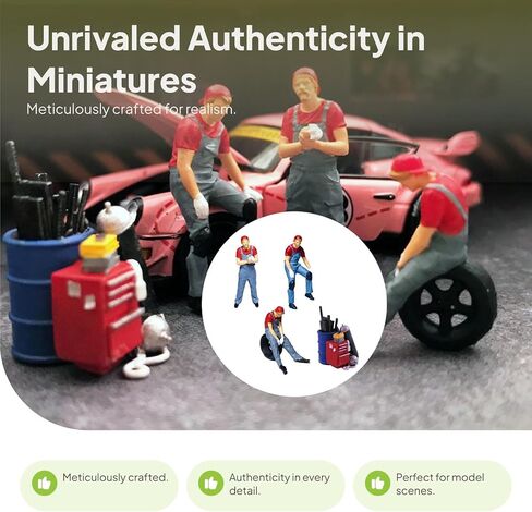 Yiju Hand Painted 1/64 Miniature People Figurines for Garage Scenes, Car Models, Diorama, Micro Landscape Decor, DIY Projects - Blue B in Kuwait