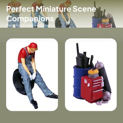 Yiju Hand Painted 1/64 Miniature People Figurines for Garage Scenes, Car Models, Diorama, Micro Landscape Decor, DIY Projects - Blue B in Kuwait
