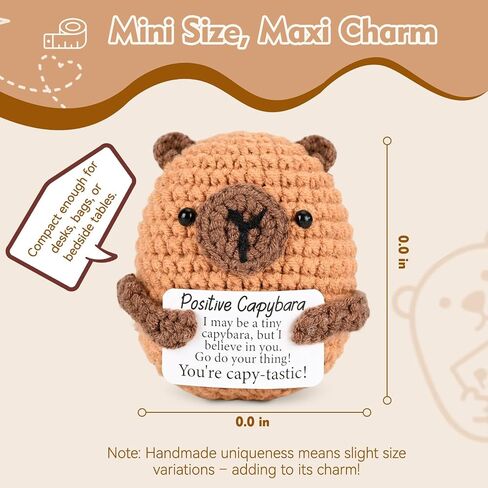 Positive Crochet Capybara Handmade Emotional Support Knitted Animal Inspirational Christmas Birthday Gifts for Women Men Desk Decor in Saudi Arabia