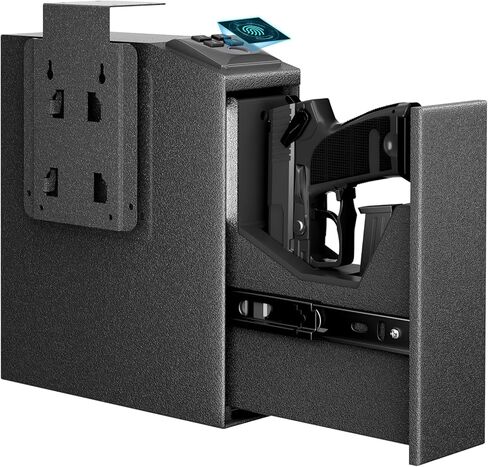 Biometric Slider Gun Safe for Handgun,Auto Sliding Door Hand Gun Safes, Quick Access Pistol Gun Box for Nightstand, Desk, Bed Side With Fingerprintt, PIN Code, KEY Access in Kuwait