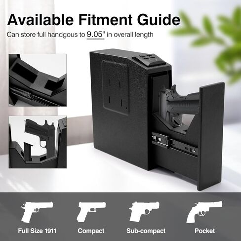 Biometric Slider Gun Safe for Handgun,Auto Sliding Door Hand Gun Safes, Quick Access Pistol Gun Box for Nightstand, Desk, Bed Side With Fingerprintt, PIN Code, KEY Access in Kuwait