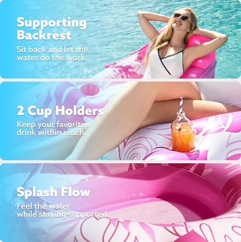 SLOOSH Inflatable Pool Floats Lounger Adult, Pool Lounge with Canopy Raft Floaties Water Floating Recliner Chair with Cup Holders Foot Rest Swimming Floaty in Saudi Arabia