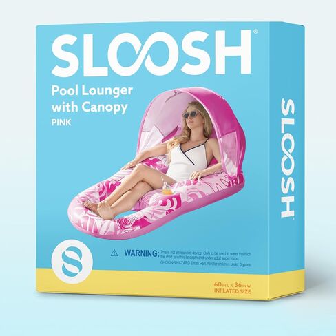 SLOOSH Inflatable Pool Floats Lounger Adult, Pool Lounge with Canopy Raft Floaties Water Floating Recliner Chair with Cup Holders Foot Rest Swimming Floaty in Saudi Arabia