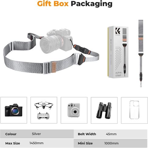K&F CONCEPT 45mm Camera Neck Strap Silver in Saudi Arabia