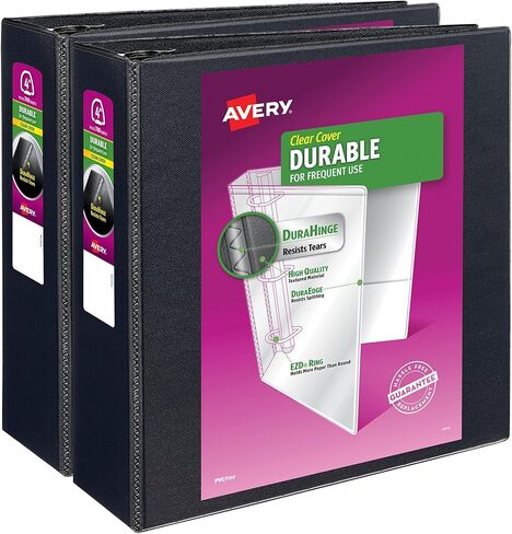 Avery Date Clear View 3 Binders Ring Rings ، حلقات الموثق 4 بوصات ، 2 جليد أسود (09204) in Saudi Arabia