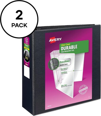 Avery Date Clear View 3 Binders Ring Rings ، حلقات الموثق 4 بوصات ، 2 جليد أسود (09204) in Saudi Arabia