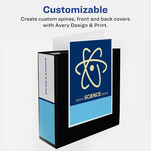 Avery Date Clear View 3 Binders Ring Rings ، حلقات الموثق 4 بوصات ، 2 جليد أسود (09204) in Saudi Arabia