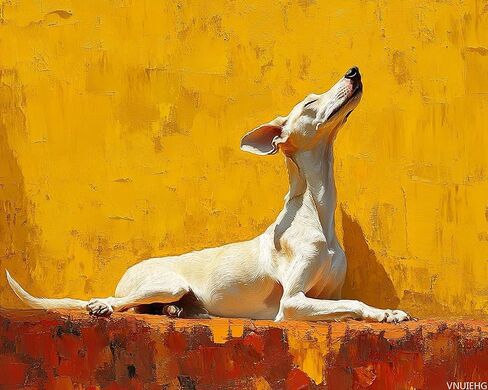 الطلاء vnuiehg بالأرقام ، يمتد whippet تحت أشعة الشمس ، رسم 16 × 20 بوصة مع فرش ديكور منزل الشتاء هدايا عيد الميلاد (بدون إطار) in Saudi Arabia