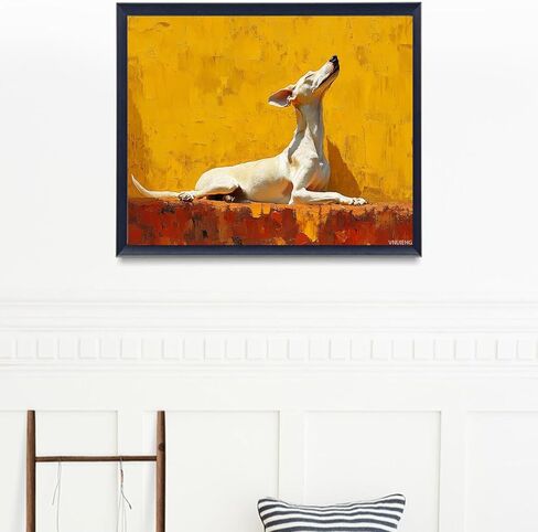 الطلاء vnuiehg بالأرقام ، يمتد whippet تحت أشعة الشمس ، رسم 16 × 20 بوصة مع فرش ديكور منزل الشتاء هدايا عيد الميلاد (بدون إطار) in Saudi Arabia