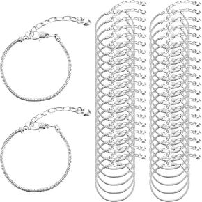 40 Pcs Snake Chain Charm Bracelet Adjustable Snake Charm Bracelet with Heart Lobster Clasp Extender Chain for Women Jewelry Making DIY Gifts Supplies in Kuwait