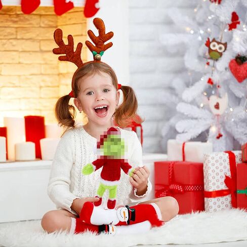 الأديان 10 "لعبة عيد الميلاد الخضراء Monster Plush Toy-دمية حيوانية محشوة بالأولاد والبنات ، مثالية لزخارف عيد الميلاد والهدايا (Red-B) in Kuwait