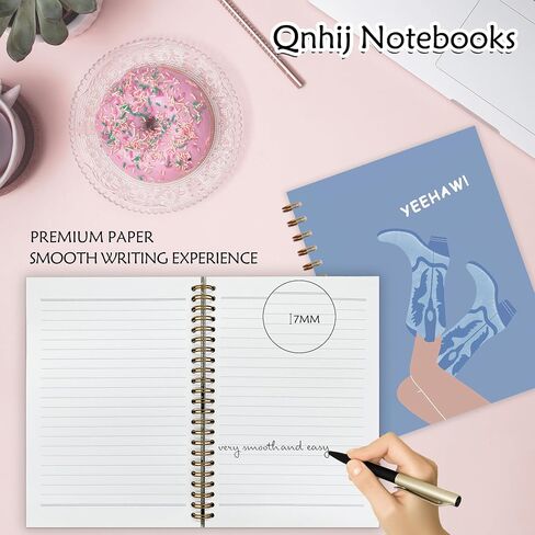 QNHIJ Trendy Blue Western Cowgirl Notebook 5.5x8.3 ، Preppy Blue Cowgirl Boots Journal ، Girly Preppy Journal ، Western Office Supplies ، Resthetic Notebooks for Women in Saudi Arabia