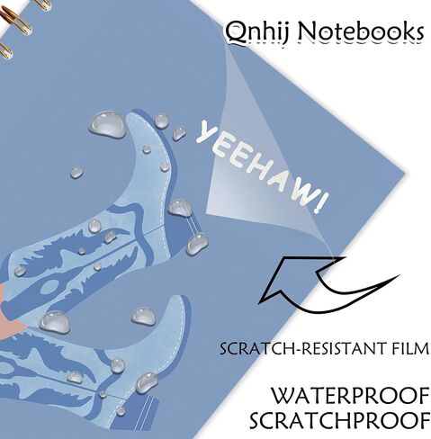 QNHIJ Trendy Blue Western Cowgirl Notebook 5.5x8.3 ، Preppy Blue Cowgirl Boots Journal ، Girly Preppy Journal ، Western Office Supplies ، Resthetic Notebooks for Women in Saudi Arabia