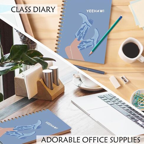 QNHIJ Trendy Blue Western Cowgirl Notebook 5.5x8.3 ، Preppy Blue Cowgirl Boots Journal ، Girly Preppy Journal ، Western Office Supplies ، Resthetic Notebooks for Women in Saudi Arabia