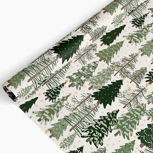 JarThenaAMCS Christmas Wrapping Paper -Mini Roll- 17Inch x 32.8Ft Forest Gift Wrap Paper Xmas Tree Art Paper for Wedding Birthday DIY Crafts in Saudi Arabia