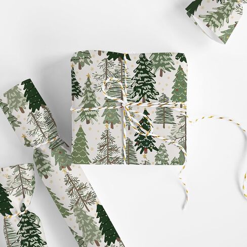 JarThenaAMCS Christmas Wrapping Paper -Mini Roll- 17Inch x 32.8Ft Forest Gift Wrap Paper Xmas Tree Art Paper for Wedding Birthday DIY Crafts in Saudi Arabia