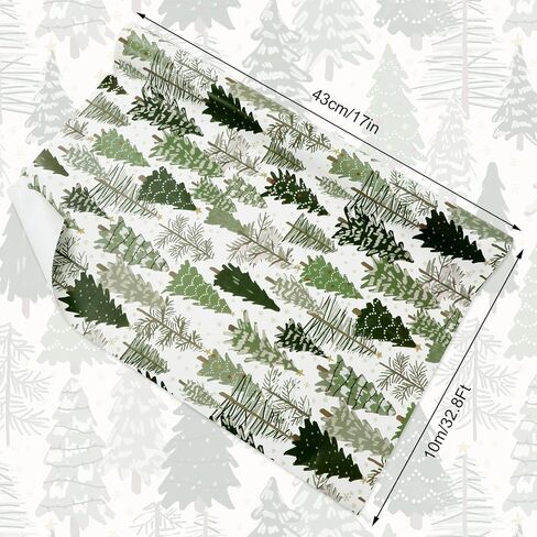 JarThenaAMCS Christmas Wrapping Paper -Mini Roll- 17Inch x 32.8Ft Forest Gift Wrap Paper Xmas Tree Art Paper for Wedding Birthday DIY Crafts in Saudi Arabia