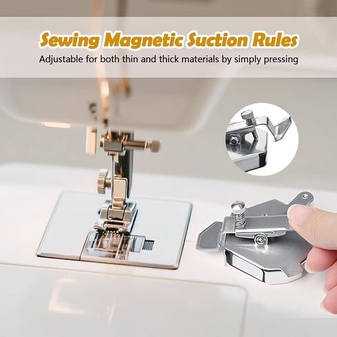 Upgraded Magnetic Seam Guide – Stainless Steel Roller Sewing Guide for Thick Fabrics & Curves, Fits Most Sewing Machines, Easy No-Tool Attachment in Saudi Arabia