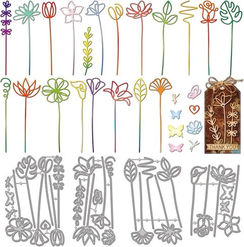 GLOBLELAND Lines Flowers Leaves Cutting Dies Floral Metal Die Cuts Bouquet Accent Cutting Embossing Templates for Scrapbooking Crafts Paper Cards Making in Kuwait