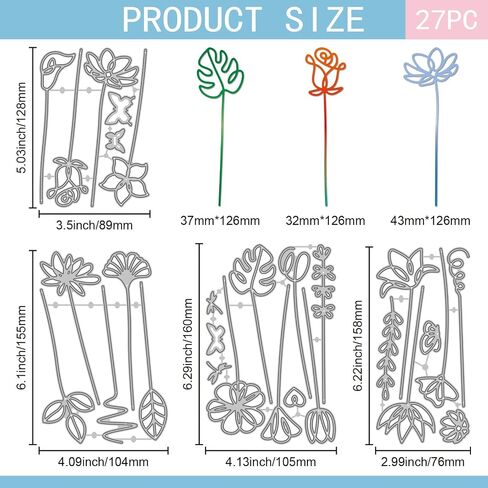 GLOBLELAND Lines Flowers Leaves Cutting Dies Floral Metal Die Cuts Bouquet Accent Cutting Embossing Templates for Scrapbooking Crafts Paper Cards Making in Kuwait