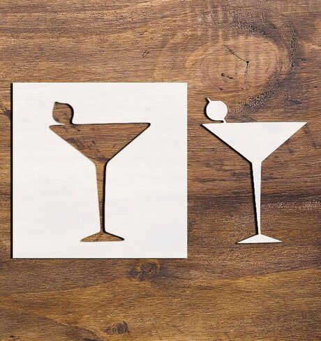 جميل 4 بوصات - Martini Glass - جودة الإستنسل القابلة لإعادة الاستخدام للطلاء الحرف والديكور - ديكور على الجدران النسيج والأثاث DIY القابلة لإعادة التدوير in Saudi Arabia