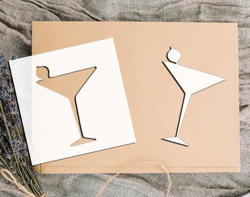 جميل 4 بوصات - Martini Glass - جودة الإستنسل القابلة لإعادة الاستخدام للطلاء الحرف والديكور - ديكور على الجدران النسيج والأثاث DIY القابلة لإعادة التدوير in Saudi Arabia