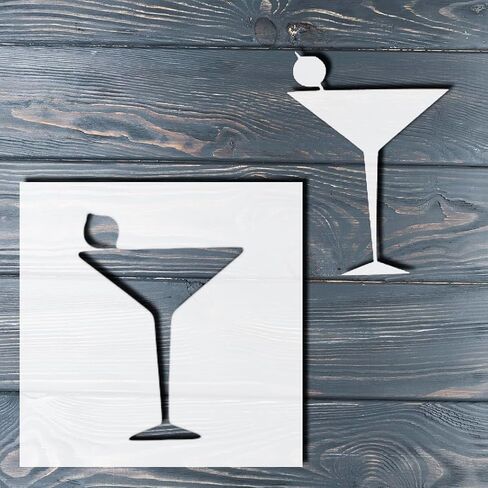 جميل 4 بوصات - Martini Glass - جودة الإستنسل القابلة لإعادة الاستخدام للطلاء الحرف والديكور - ديكور على الجدران النسيج والأثاث DIY القابلة لإعادة التدوير in Saudi Arabia