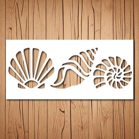 Mermaid Shell Stencil | Reusable Under The Sea Stencils for Painting on Wood, Glass, Wall, Rock, Fabric, Walls, Canvas, Glassware | Seashell Sea Shell Stencil (5"x 11") in Saudi Arabia