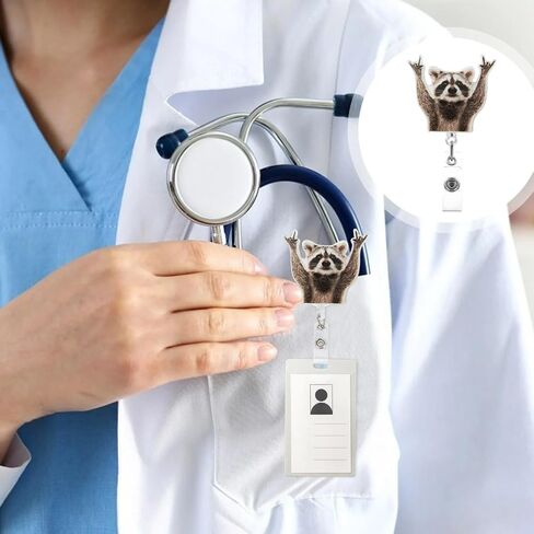 1 أجهزة الكمبيوتر المضحكة شارة شارة قابلة للسحب ، شارة الراكون لطيف بكرات أكريليك شارة حامل التمساح مقطع شارة للممرضة اسم العلامة مقطع الشارة للممرضة دكتور مكتب العامل بطاقة هوية العمال in Kuwait