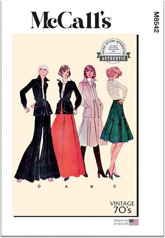 McCall's M8542A Misses' 1970's Vintage Yoked Jacket, Skirt and Pants Sewing Pattern Packet, Design Code M8542, Sizes 6-8-10-12-14-16 in Saudi Arabia