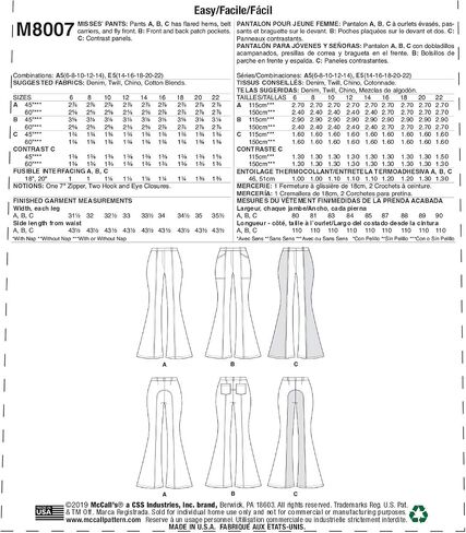 McCall Pattern Company McCall's Women's Bell Bottom Pants Sewing Patterns, Sizes 14-22,Blue in Saudi Arabia