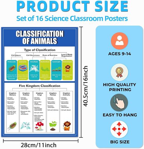 EggSun 16 Pcs Biology Science Posters for High School Classroom Decorations, 11 x 16in Life Science Poster Charts for Teachers Middle School Supplies Education Classroom Bulletin Board Wall Decor in Saudi Arabia