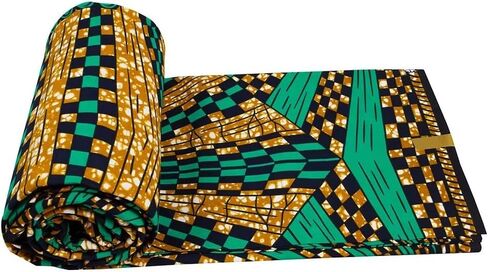 African Fabric 100% Cotton Kente Cloth by The Yard 6 Yards African American Ankara Print Wax Fabric 1496 in Kuwait